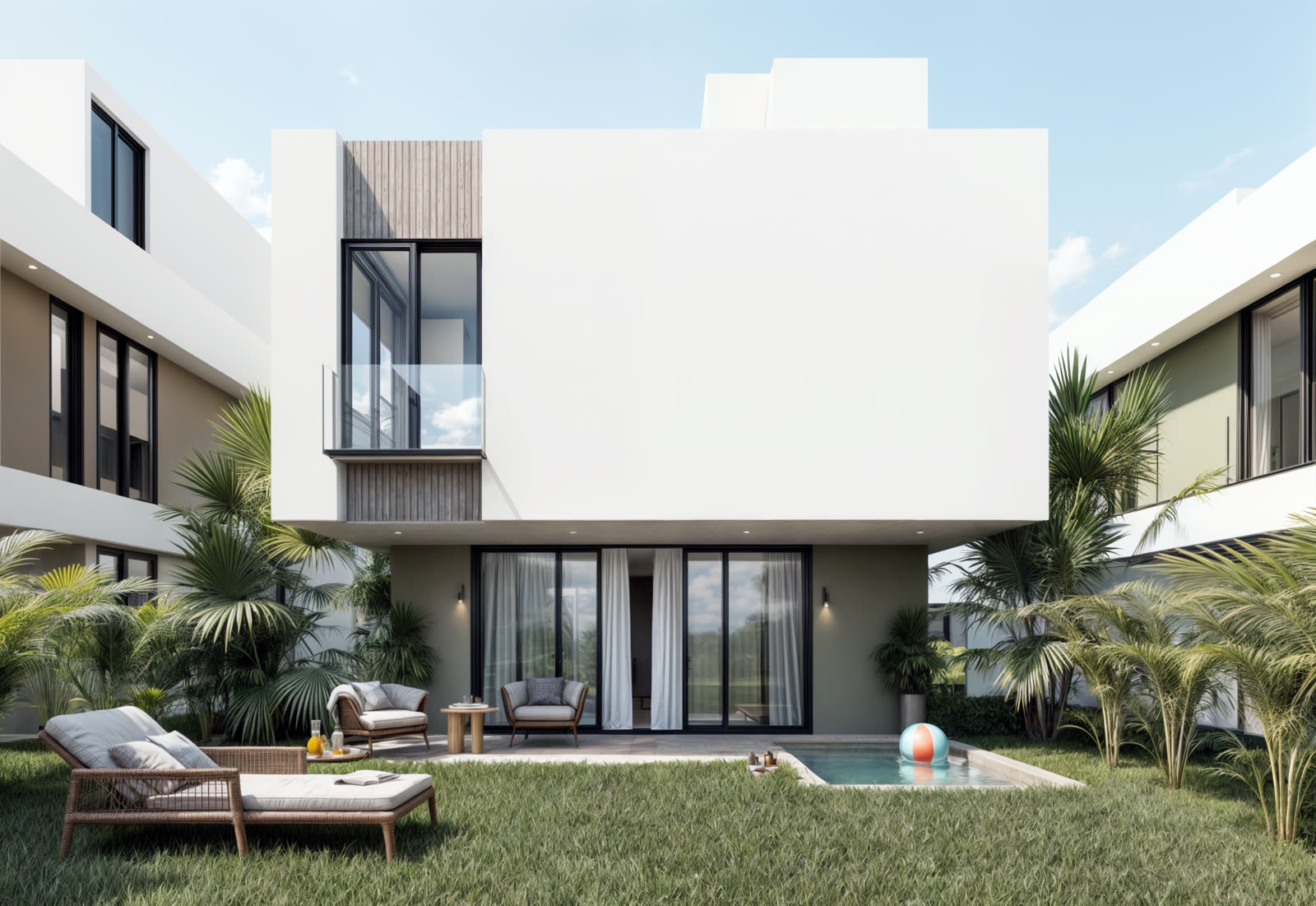 The Villa — exterior con piscina y jardín